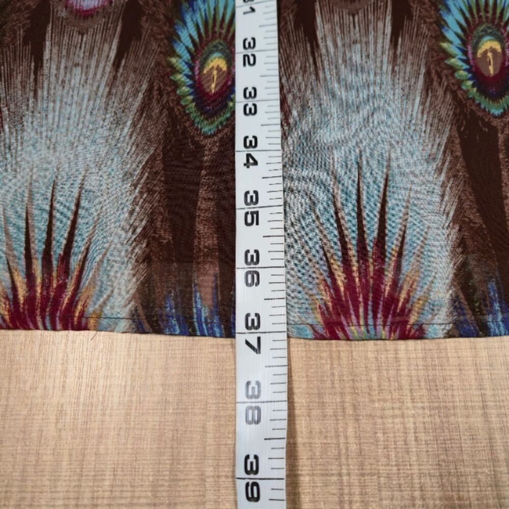 Charlotte Russe Peacock Feather Print Dress Size Small Brown Bohemian Whimsical - Picture 8 of 9